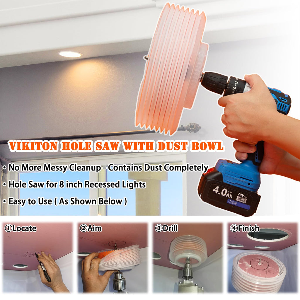 VIKITON 8.25" Hole Saw for Recessed Lights, with Dust Bowl Catcher