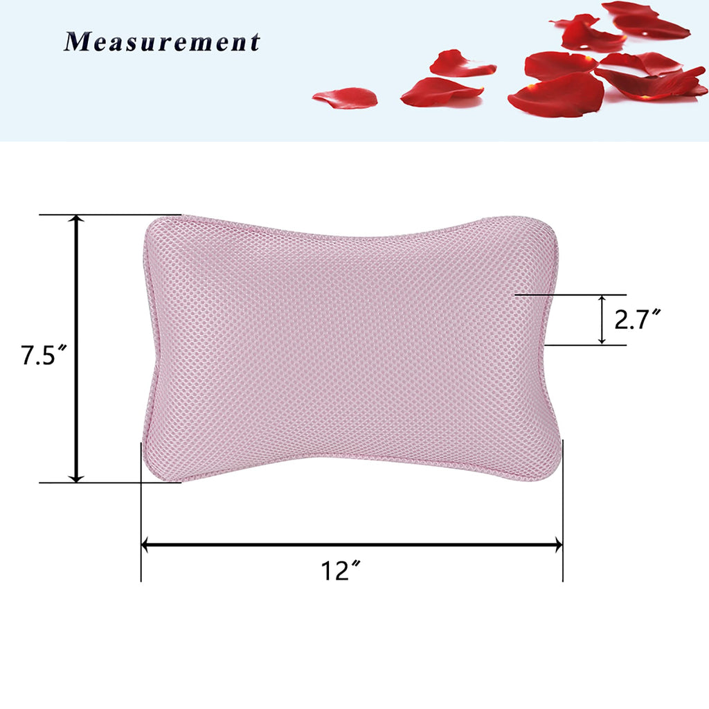 Bath Pillow for Tub, Non Slip with 2 Large Suction Cups, Breathable Soft, Comfortable Head Neck Support, Machine