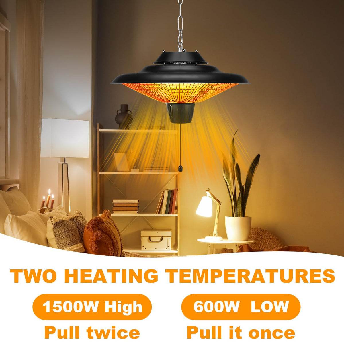 Outdoor Hanging Patio Heater 1500W Electric Hanging Ceiling
