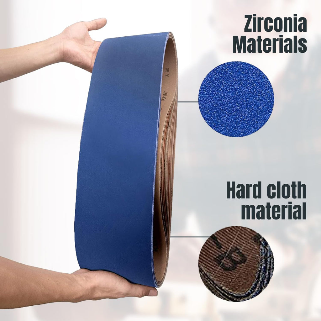 POWERTEC 6 x 48 Inch Zirconia Sanding Belts, 3PK, 36 Grit Belt Sander Sanding Belt for Bench Sander, Belt and Disc sander, Woodworking & Paint Removal, Metal Polishing (4648036Z-3)