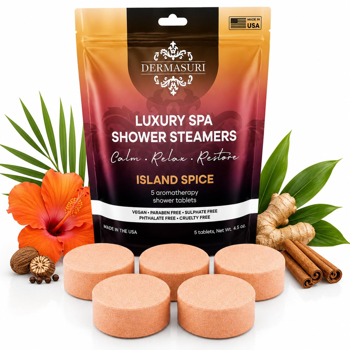 Shower Steamers Aromatherapy, Island Spice Shower Tablets