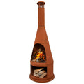 Sunnydaze 70" Extra Large Chiminea Outdoor Fireplace with Built-in Log Rack