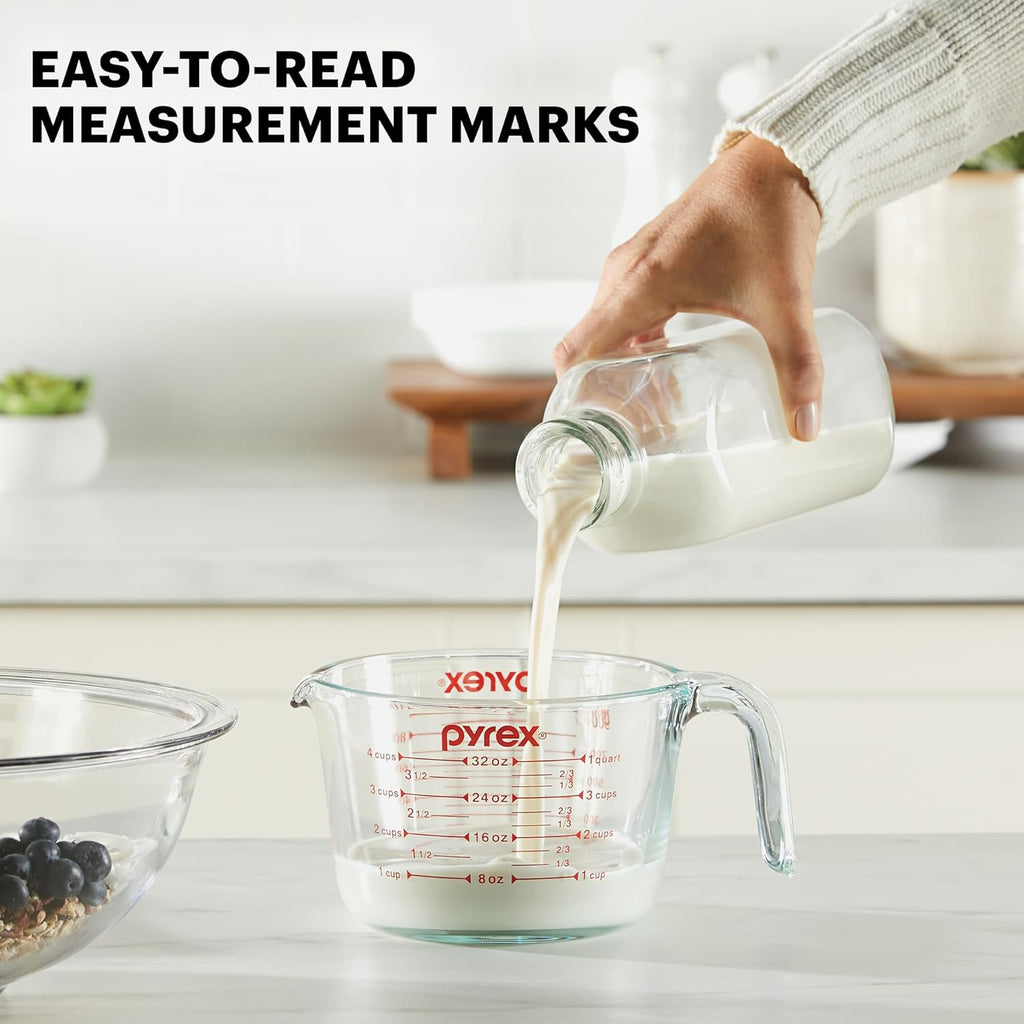 Essentials (3-Pack) Glass Measuring Cups Set, (1, 2 & 4 Cup) Measuring Cups For Prepping, Baking and Cooking