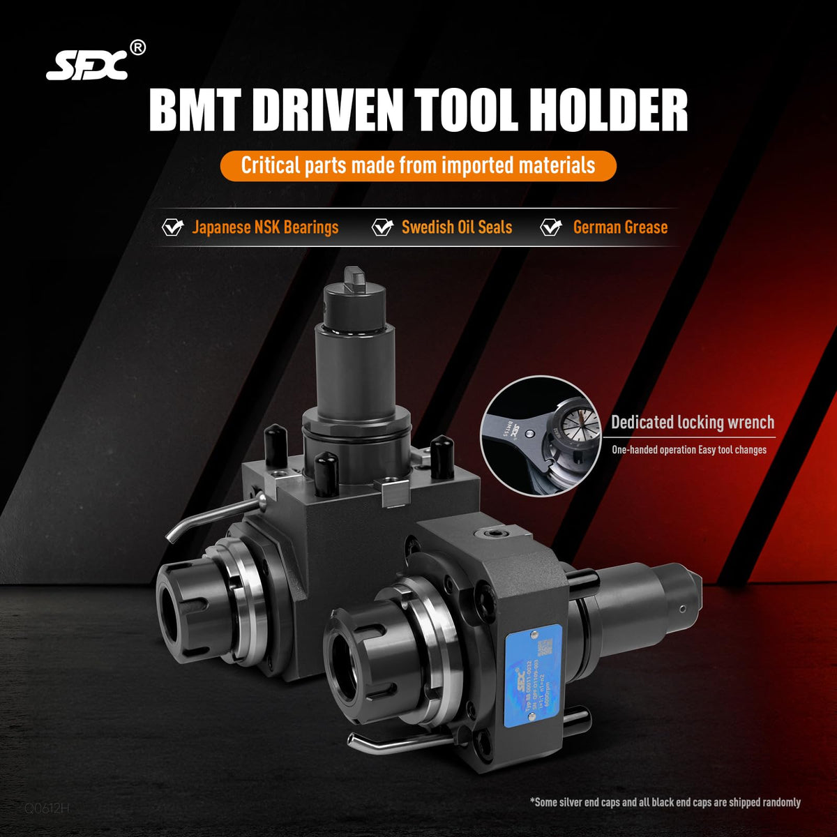 Driven Tool Holder BMT65 0 Degree Angle CNC Lathe Tooling Live Tool Holder for CNC Lathe Live Tool Turret Driven Holder 72mm Extension 6000rpm Internal Lock Type 0.003mm Precision with NSK Bearings