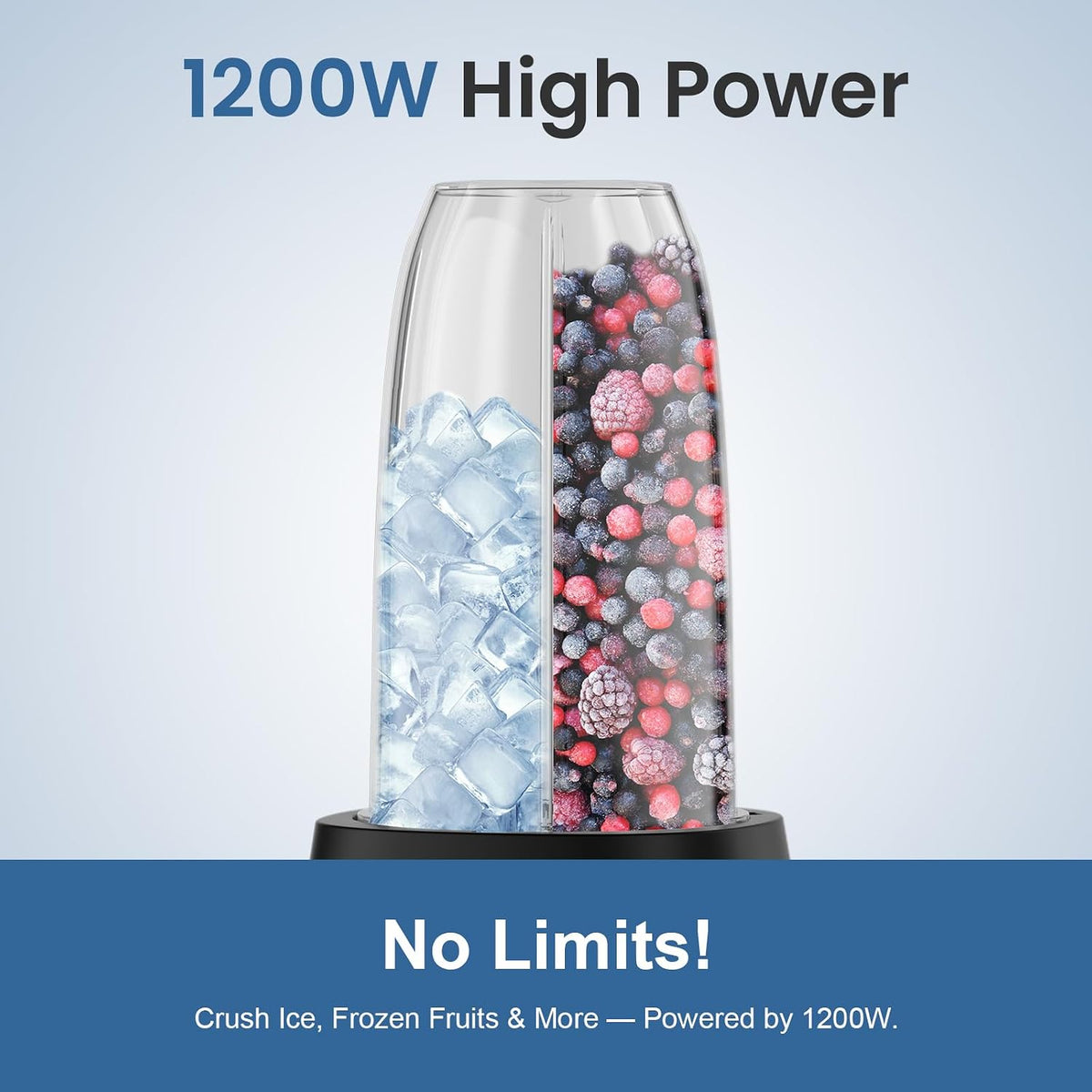 1200W Smoothie Blender, Personal Kitchen Blender, Ice Crushing | 25000 RPM, Dishwasher Safe, 12Pcs, 6-Leaf Blade×2, 3