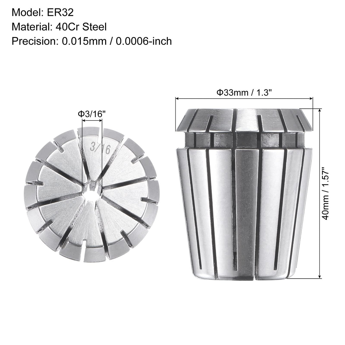 uxcell ER32 Spring Collet 3/16" Chuck for CNC Engraving Machine Lathe Milling Tool