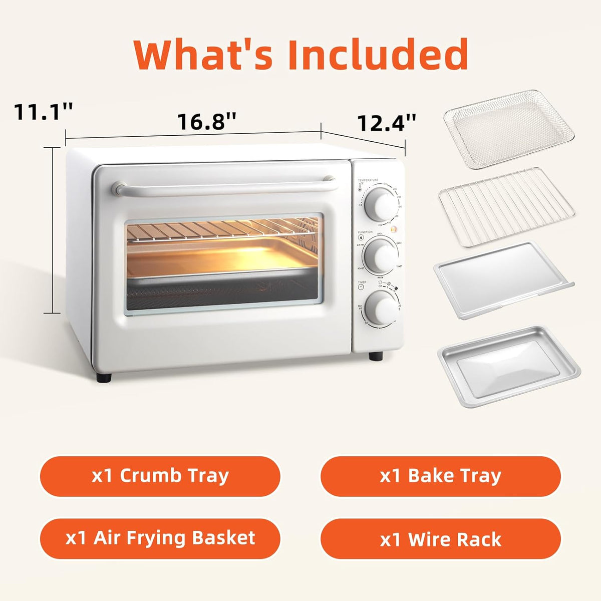 Air Fryer Toaster Oven Combo, Retro Convection Oven Countertop,19QT Small Toaster Oven, 4-slices or 9"