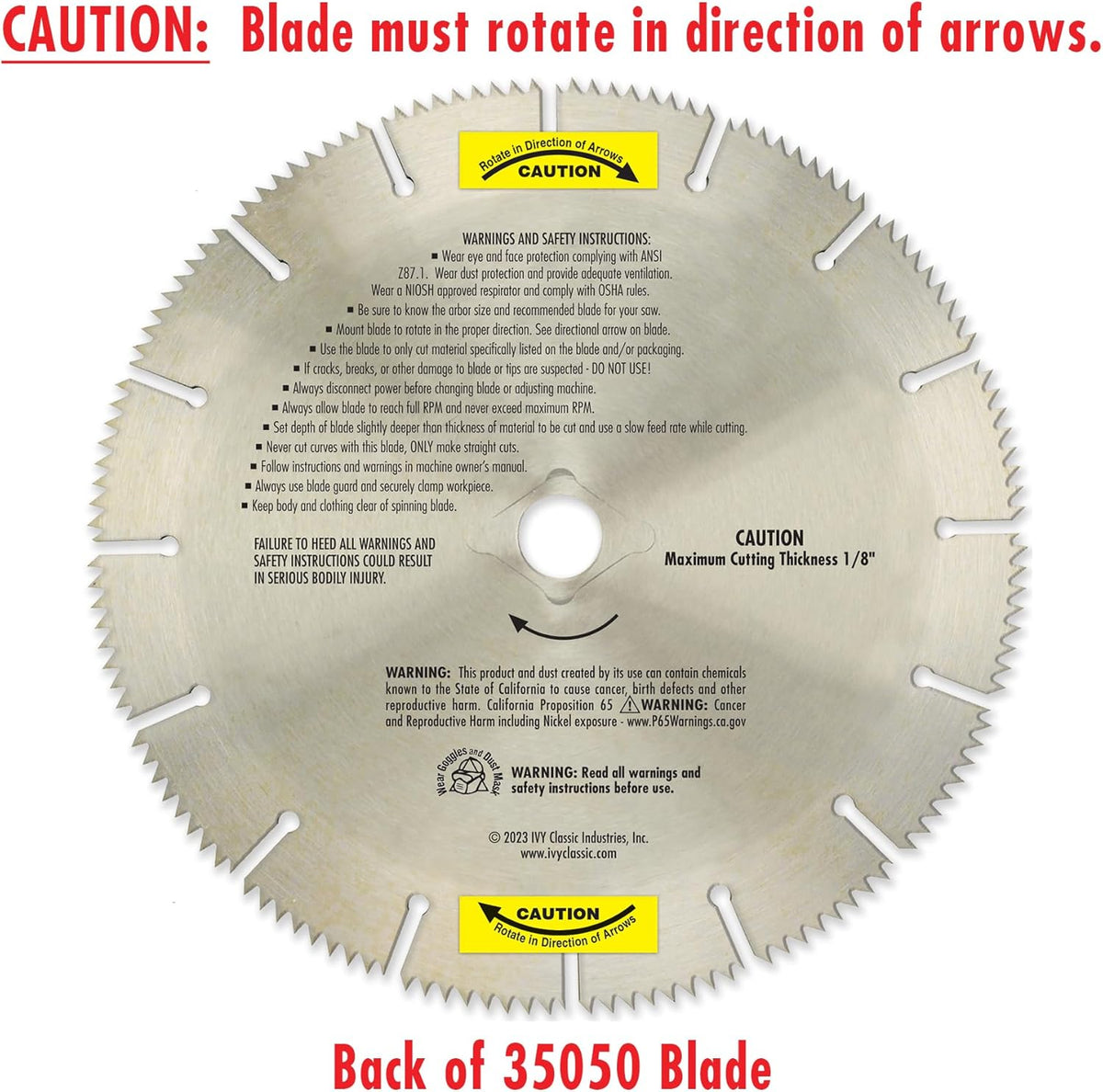 IVY Classic 35050 Swift Cut 7-1/4"128 Tooth Aluminum & Plastic Cutting Circular Saw Blade with 5/8" Diamond Knockout Arbor, 1/Card