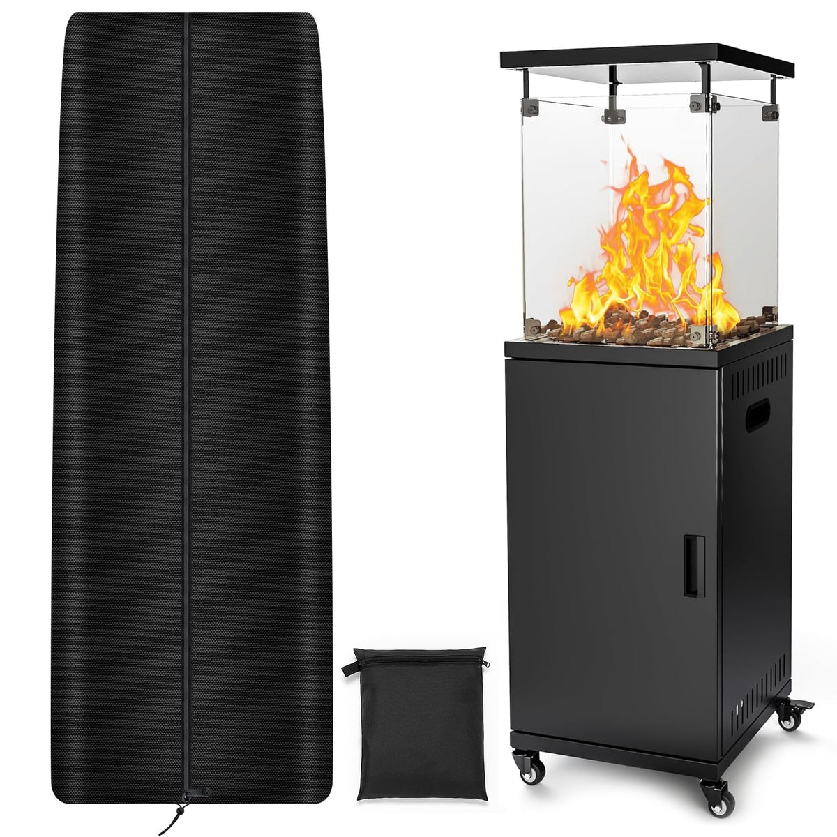 Square Tower Patio Heater Covers, Heavy-duty and Weather-resistant Oxford Fabric, Waterproof, Dust-proof, Snow-proof