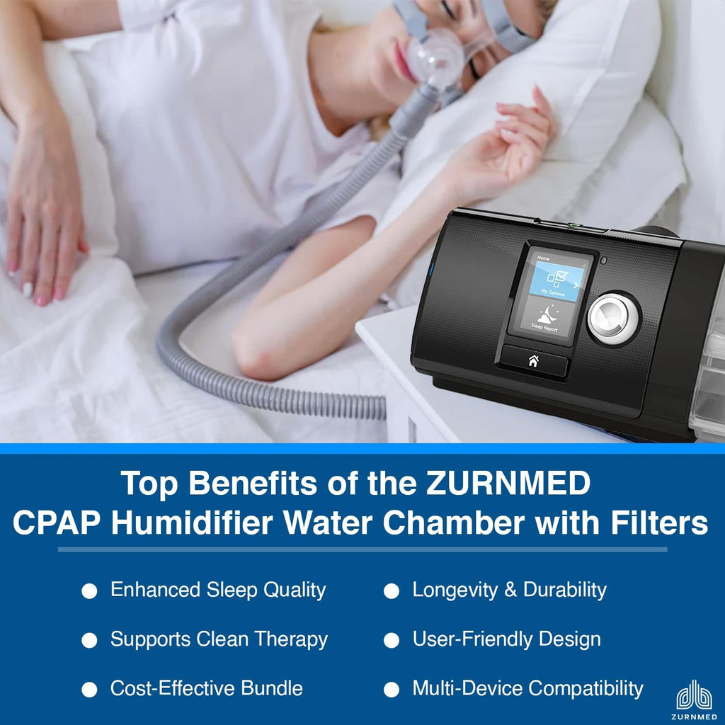 ZURNMED CPAP Water Chamber tub with 20 Replacement Filters Compatible with AirCurve 10 & Airsense 10 Water Chamber | S10 Series | Leak-Free, Durable Design | BPA-Free | FSA/HSA Eligible