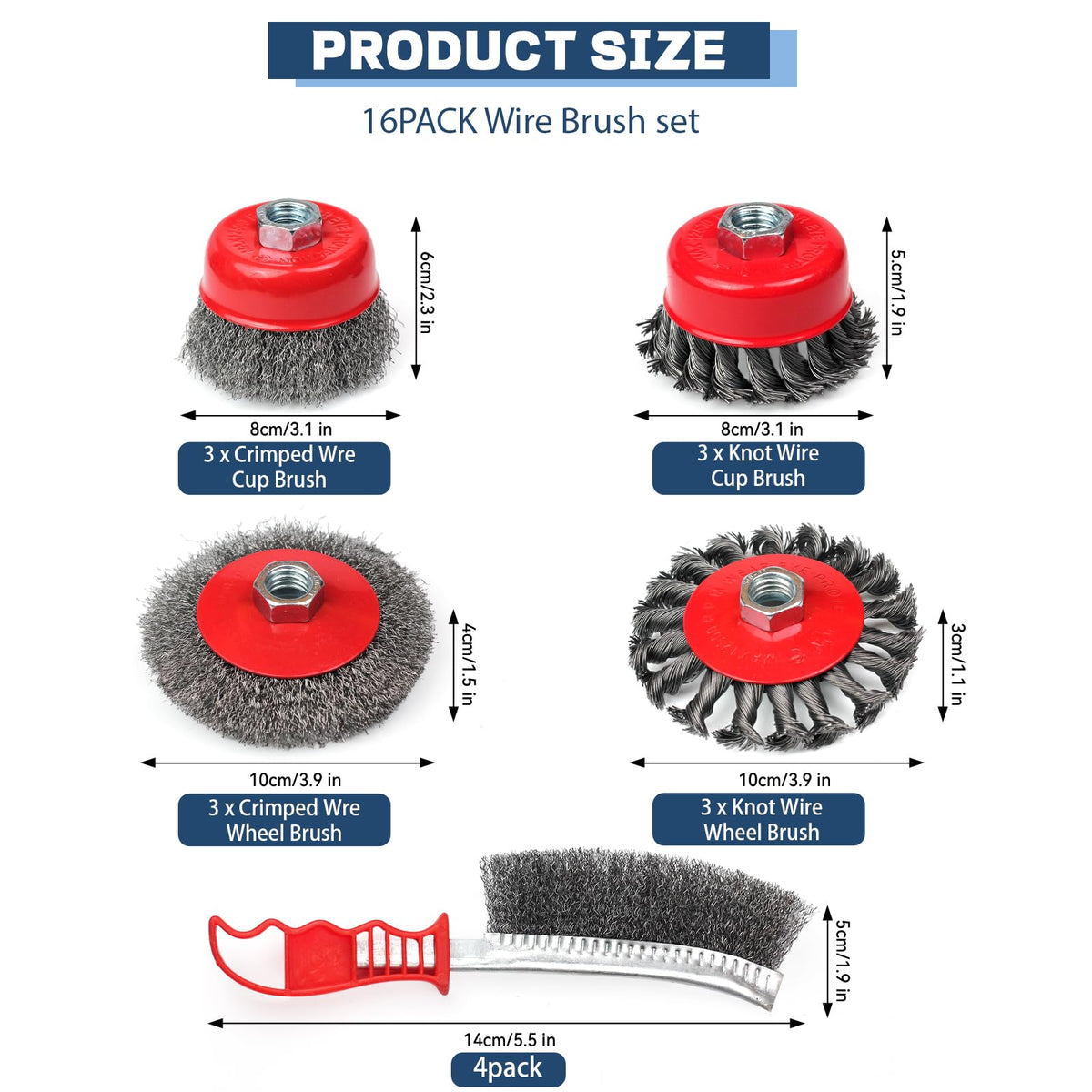 Asherxin 10 Pack Wire Wheel Brush for Angle Grinder & 4pcs Scratch Brushes