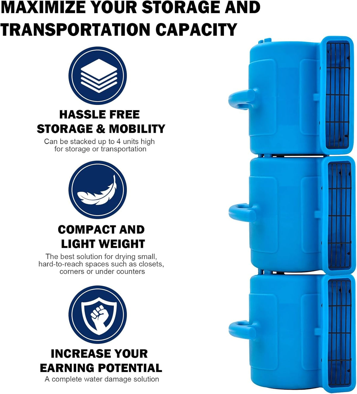 1/4hp 1000CFM 2 Speed Air Mover Carpet Dryer Floor Fan Cooling Fan (Blue)