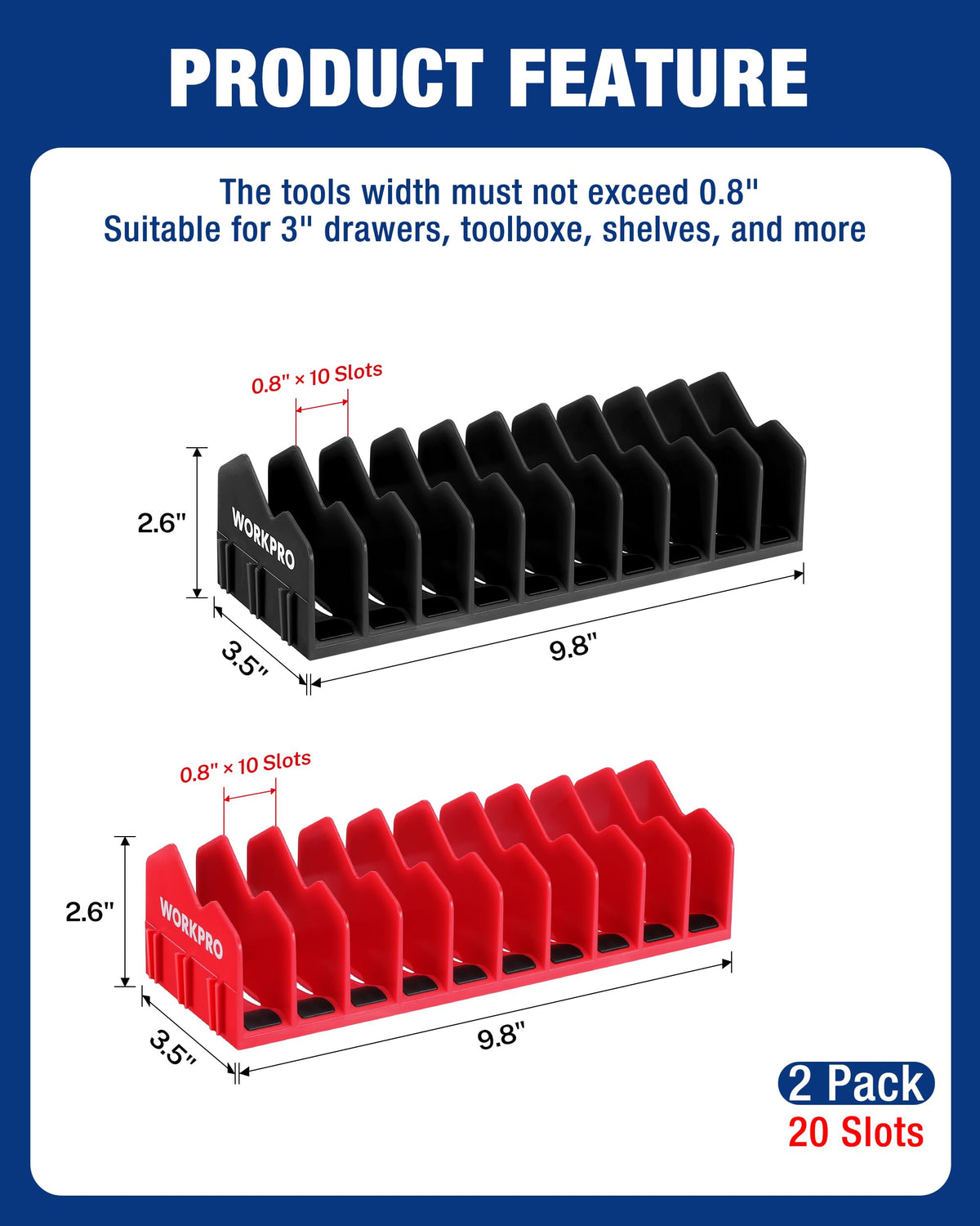 2-Pack Plier Organizer Rack, 20-Slot Tool Organizer and Storage
