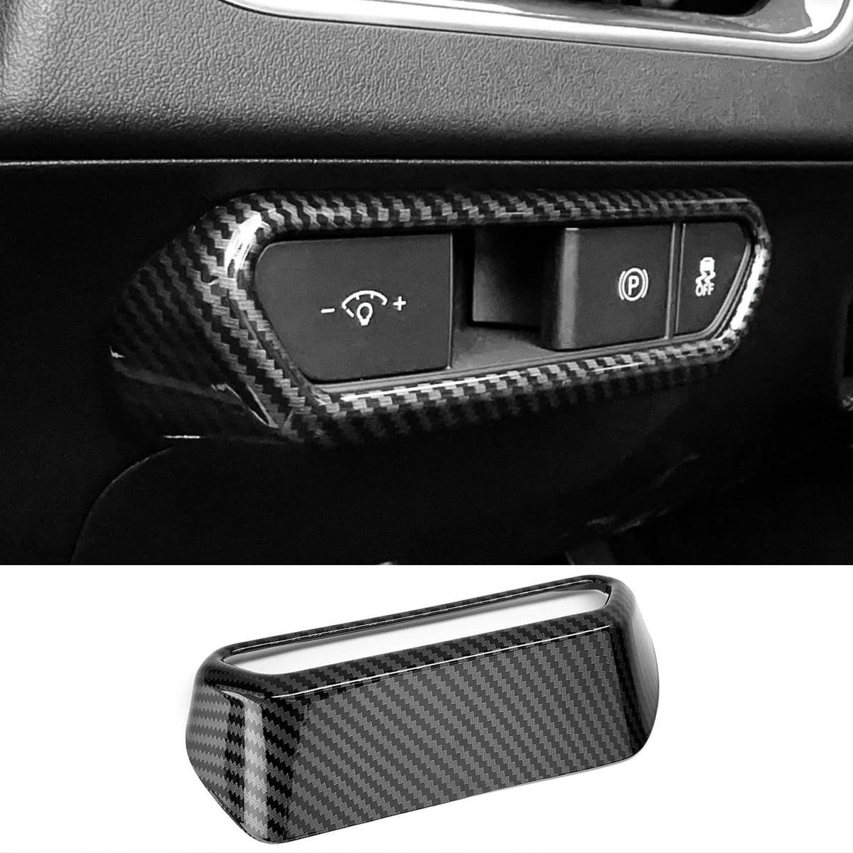 JUIVEEL Headlight Adjustment Switch Button Cover Trim,Front lamp Adjusting Part Cover Compatible with Kia K4 2025-2026 Accessories (Carbon Fiber Style)