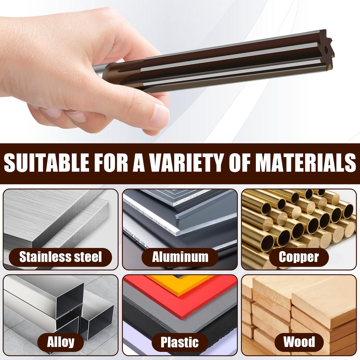 Hand Reamers, 7/8" / 1" Alloy Tool Steel, H8 8 Straight Flutes Steel Cutting Tool Metric Reamer Drill Bit for Metal Wood Hole Reaming, Flexible Efficient Reamer Tool Robust Stable Hand Reamer (7/8")