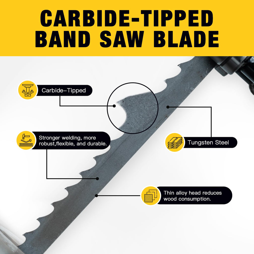 Dark Stone 142" Carbide-Tipped Resaw Bandsaw Blade, 3/4" x 2 TPI — Long-Life Carbide Teeth with Hook Tooth Geometry for Hardwood Resawing, Heavy-Duty Professional Use | Model DS23424