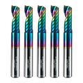 WEXWE Tools Solid Carbide CNC Spiral Single Flute End Mill - for Acrylic Plate Aluminum, Wood, Plastic, Brass, Copper Cutting - 1/4 Diameter 1/4" Shank 2" Length,1 Flute (1/4-2.0" 5PCS)