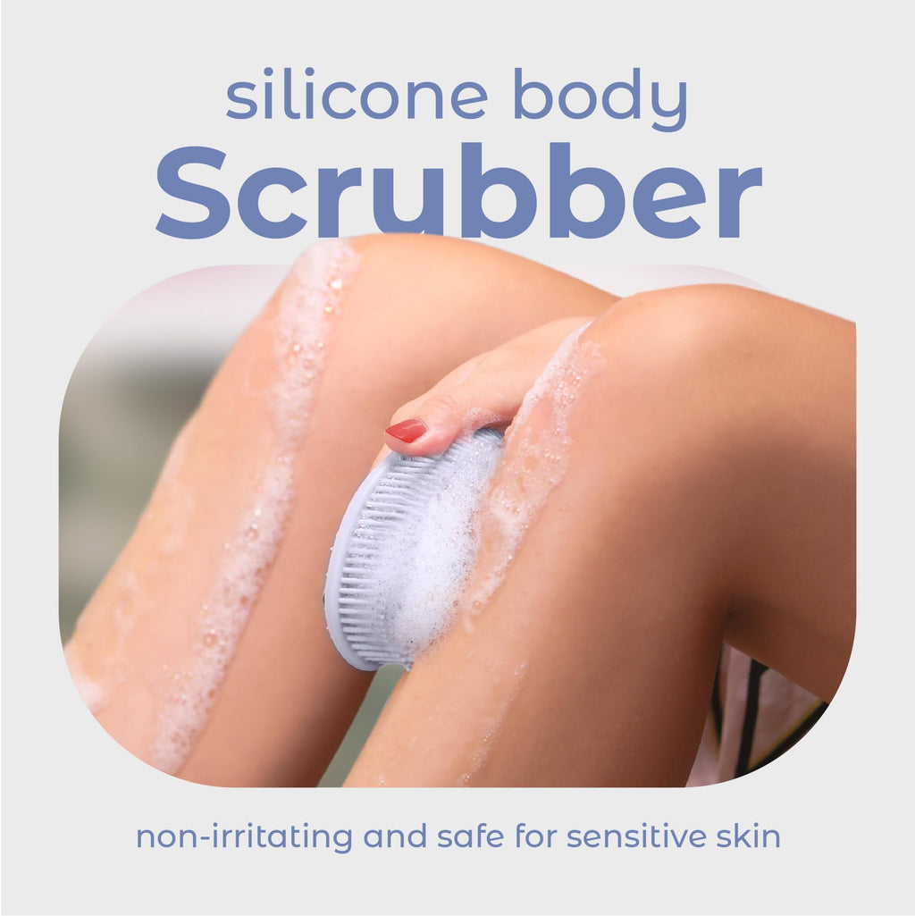 Silicone Body Scrubber Dual-Sided, Frosted Sky, Scalp