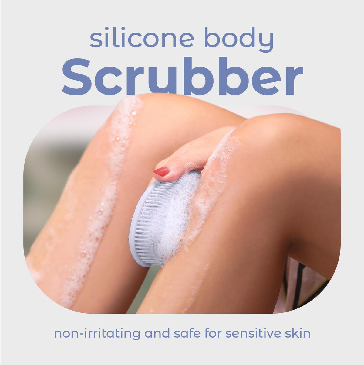 Silicone Body Scrubber Dual-Sided, Frosted Sky, Scalp