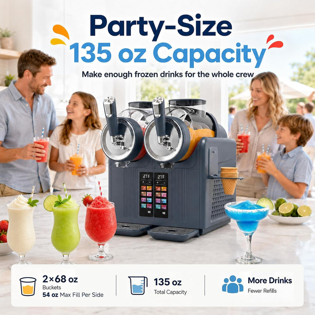 Dual Tank Slushie Machine for home,135oz Soft Serve Ice Cream Maker