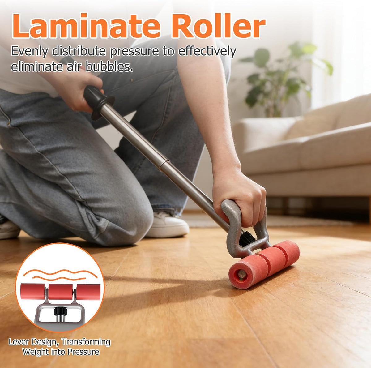 Rubber Roller 17.5-27 Adjustable j Roller Pressure Tool Heavy Duty Floor Roller Save Effort Laminate Roller No