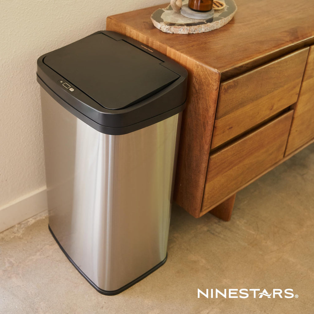 13 Gallon Automatic Trash Can, 50L Touchless Motion Sensor Garbage Can with Odor-Sealing Lid, Rectangular Stainless
