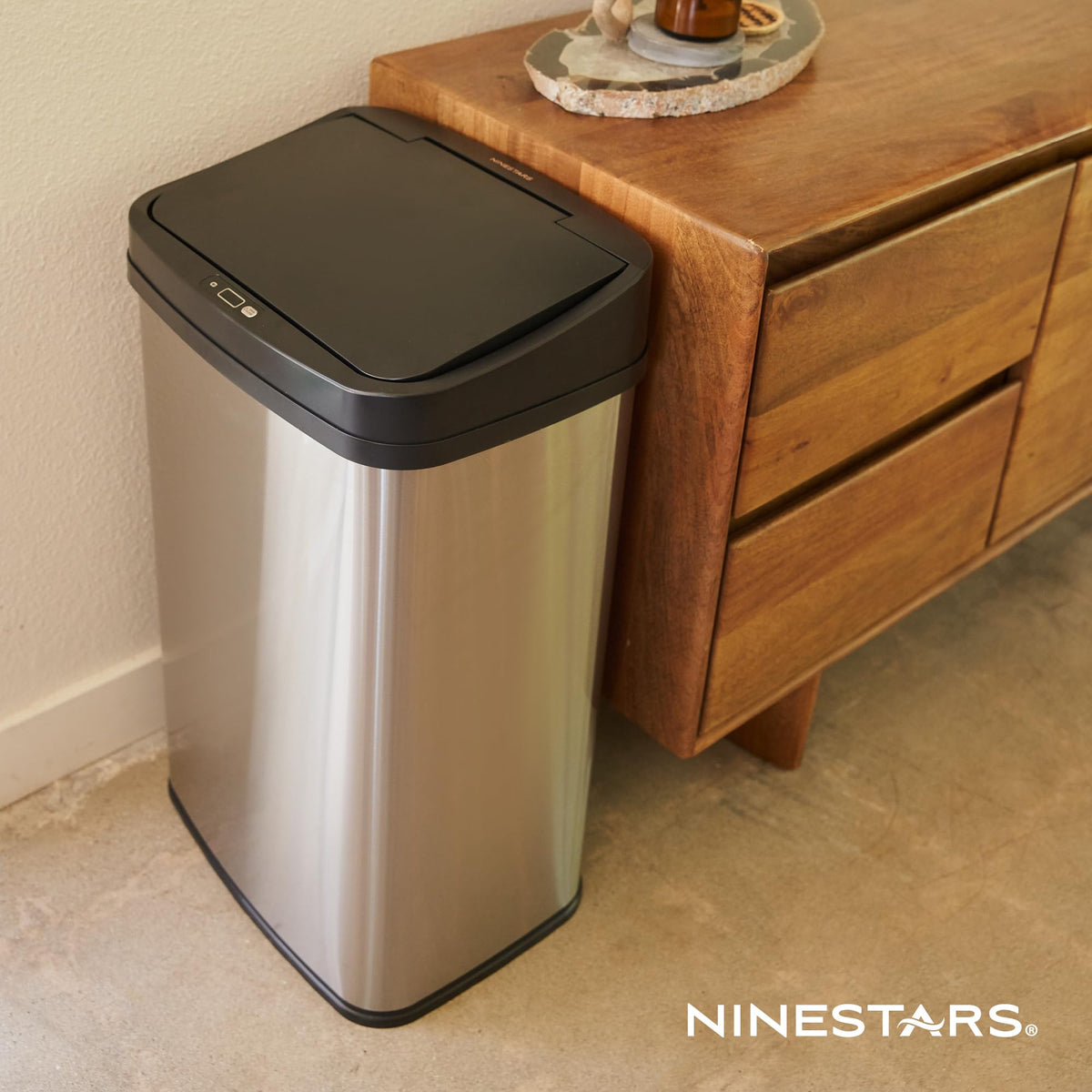 13 Gallon Automatic Trash Can, 50L Touchless Motion Sensor Garbage Can with Odor-Sealing Lid, Rectangular Stainless