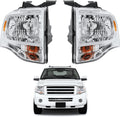 PENSUN Headlights for Ford Expedition 2007-2014, Halogen, Chrome, Pair