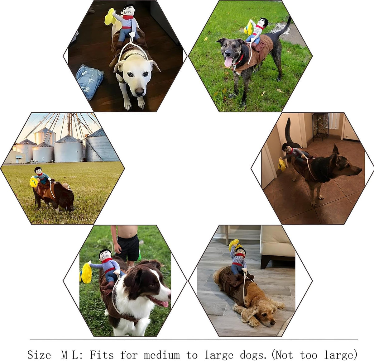 Cowboy Rider Dog Costume for Dogs Clothes Knight Style with Doll and Hat