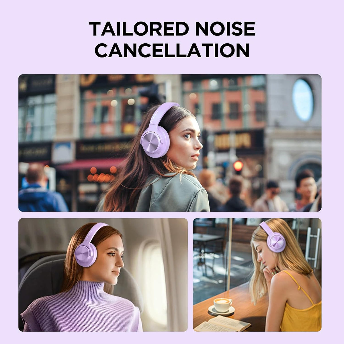 Hybrid Active Noise Cancelling Headphones 130H Wireless Over Ear Headphones | Bluetooth, Hi-Res Sound, Deep Bass
