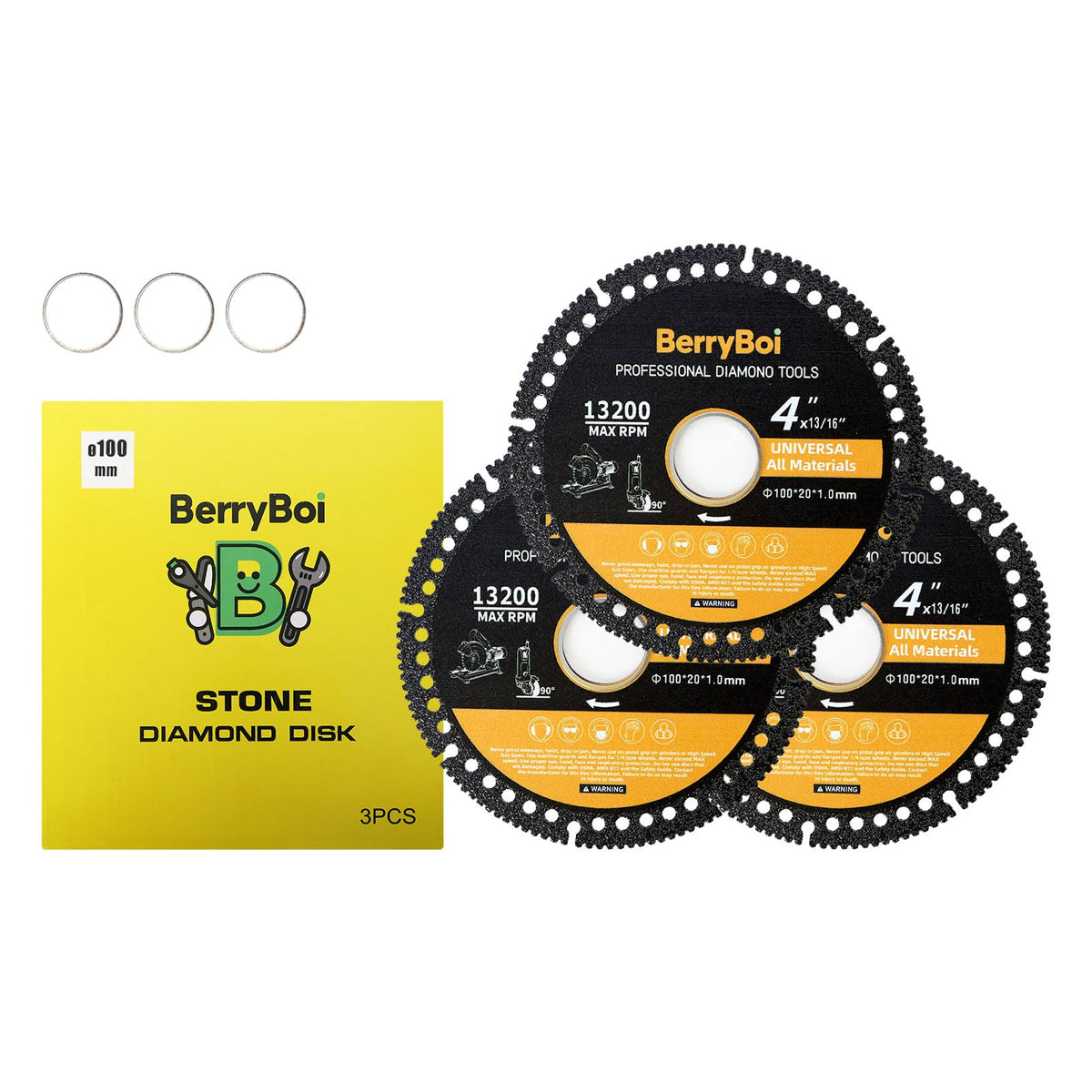 4 Inch Multi Purpose Diamond Cutting Disc for Angle Grinder, 100mm, 3 Pack
