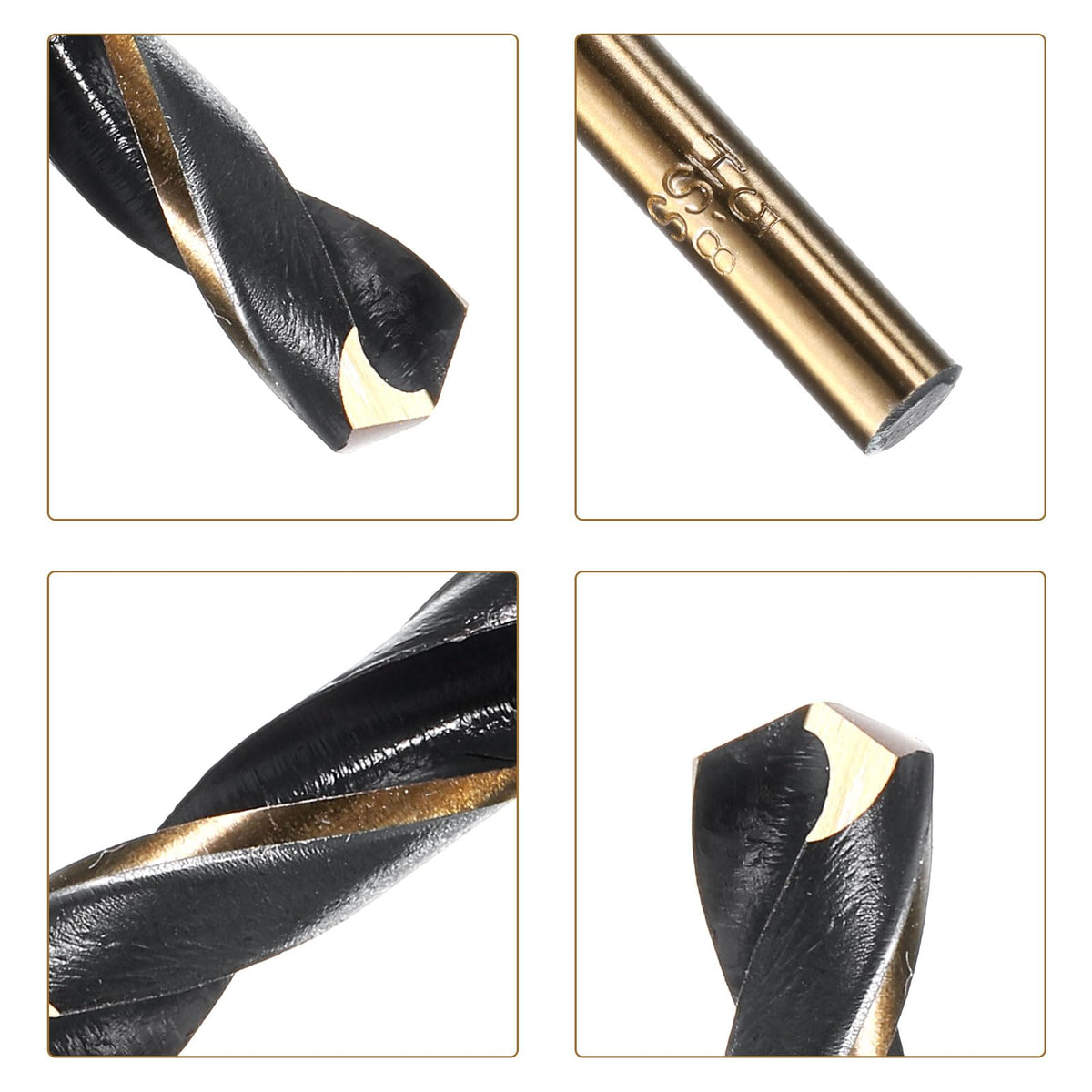 uxcell 5pcs Straight Shank Twist Drill Bits 5.8mm Gold Titanium & Black Nitride Coated High Speed Steel (HSS) 4341 with 5.8mm Shank for Stainless Steel Alloy Metal Plastic Wood