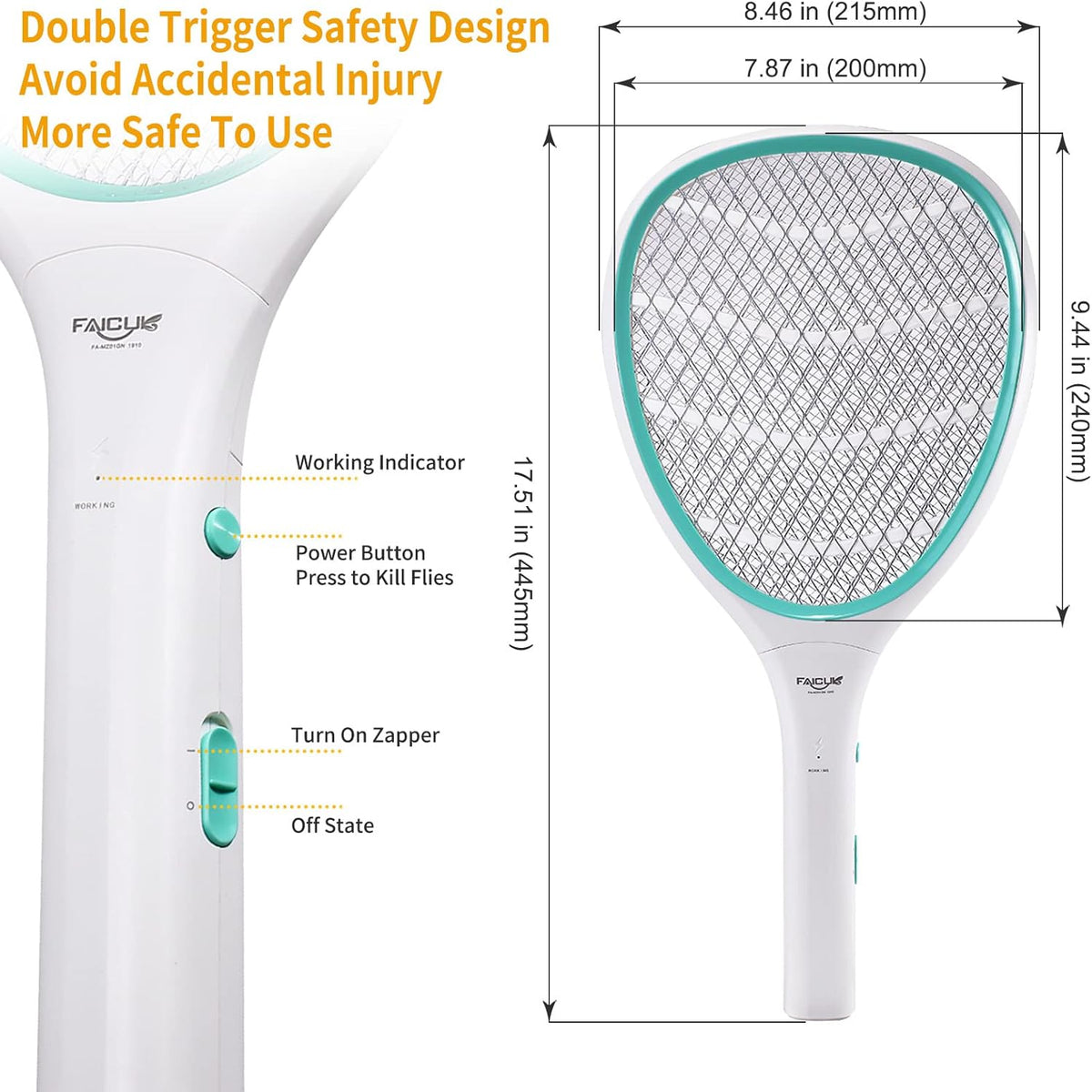 Handheld Bug Zapper Racket Electric Fly Swatter | Mosquito Zapper Racket For Indoor & Outdoor Use, AA Battery
