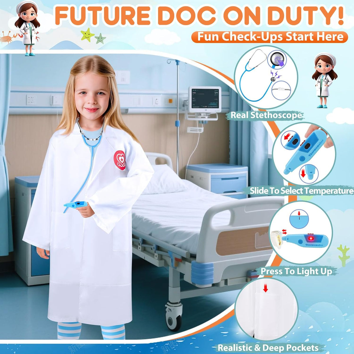 Toddler Dress Up Clothes,4 In 1 Role Play Costumes for kids 3–8 | Includes Police, Doctor,Fireman,Engineer for kids