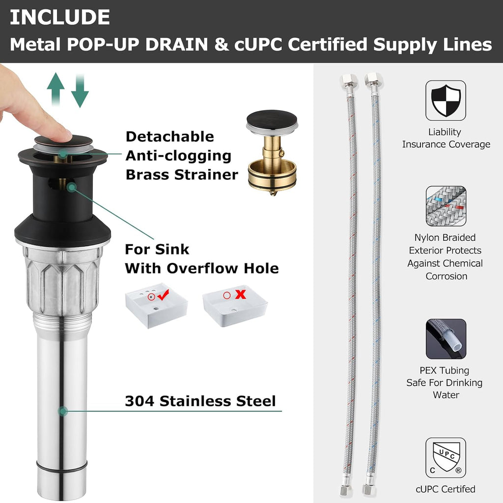 Oil Rubbed Bronze Bathroom Faucet 4 Inch Centerset for Utility Sink | Mid Arc, 2 Handle Lead-Free Bathroom Faucet
