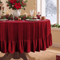 Ruffled Round Tablecloth, 70 Inch Christmas Red