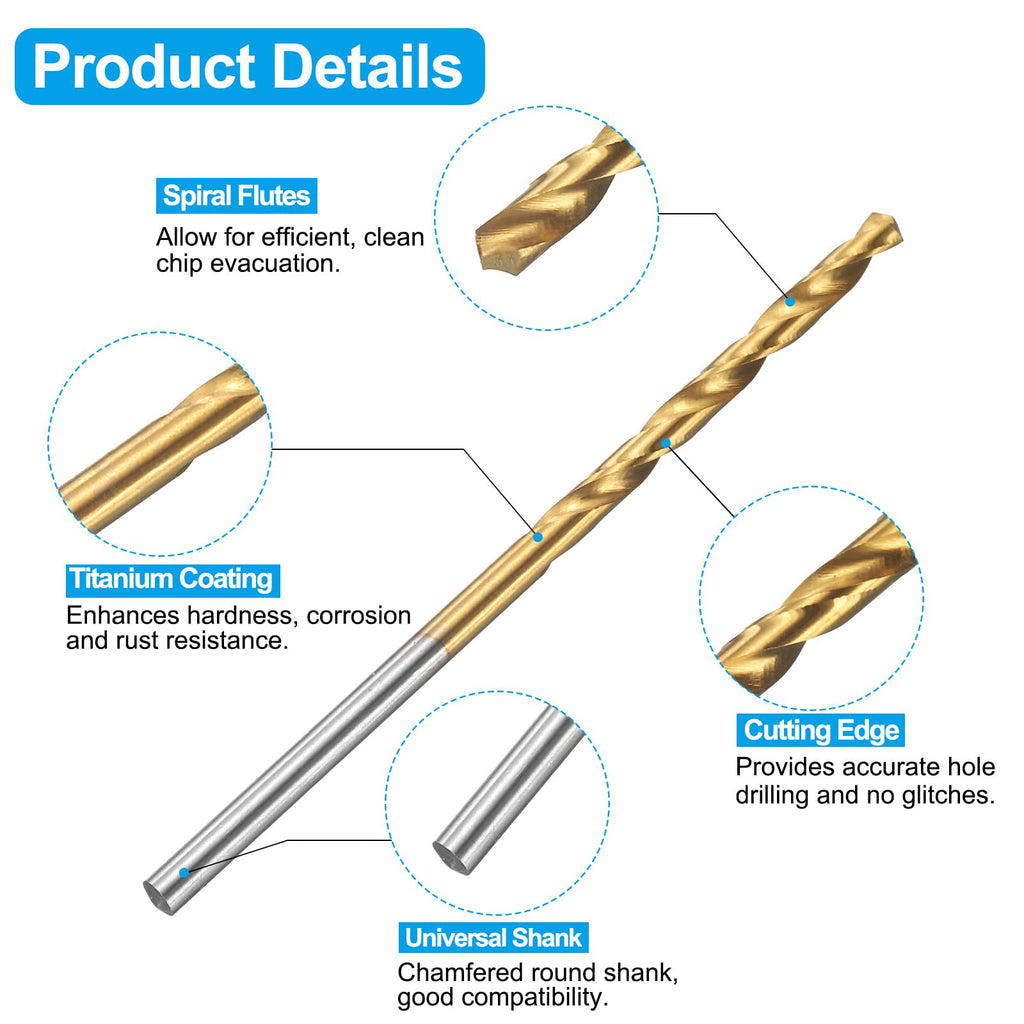 uxcell Tap and Drill Bit Set,Uncoated/Titanium Coated HSS-6542