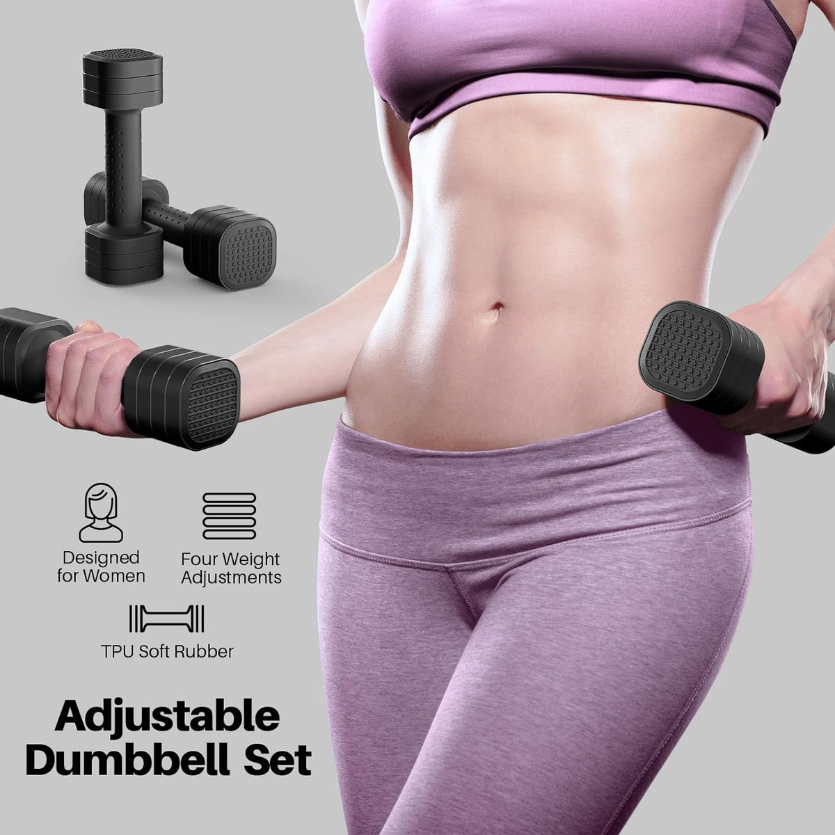Adjustable Dumbbell Set, 4 in 1 Free Weight Dumbbell Set for Women, Hand Weight for Women at Home, Each 2lb 3lb 4lb