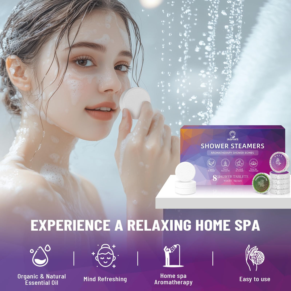Shower Steamers Aromatherapy for Women & Men, Shower Bombs 8 Pack