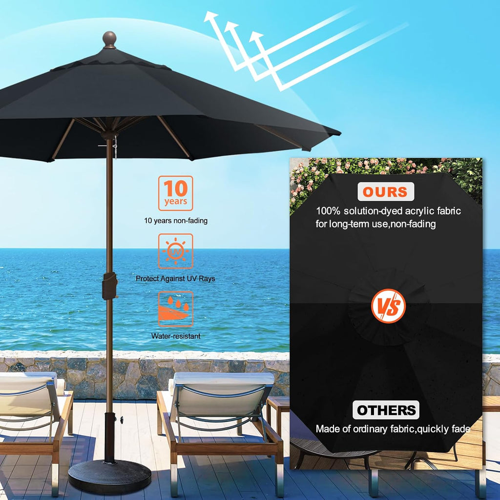 USA 10-Year-Non-Fading 10FT Outdoor Patio Market Umbrella,UPF50+ UV Resistant Sun Shade,Heavy Duty Commercial