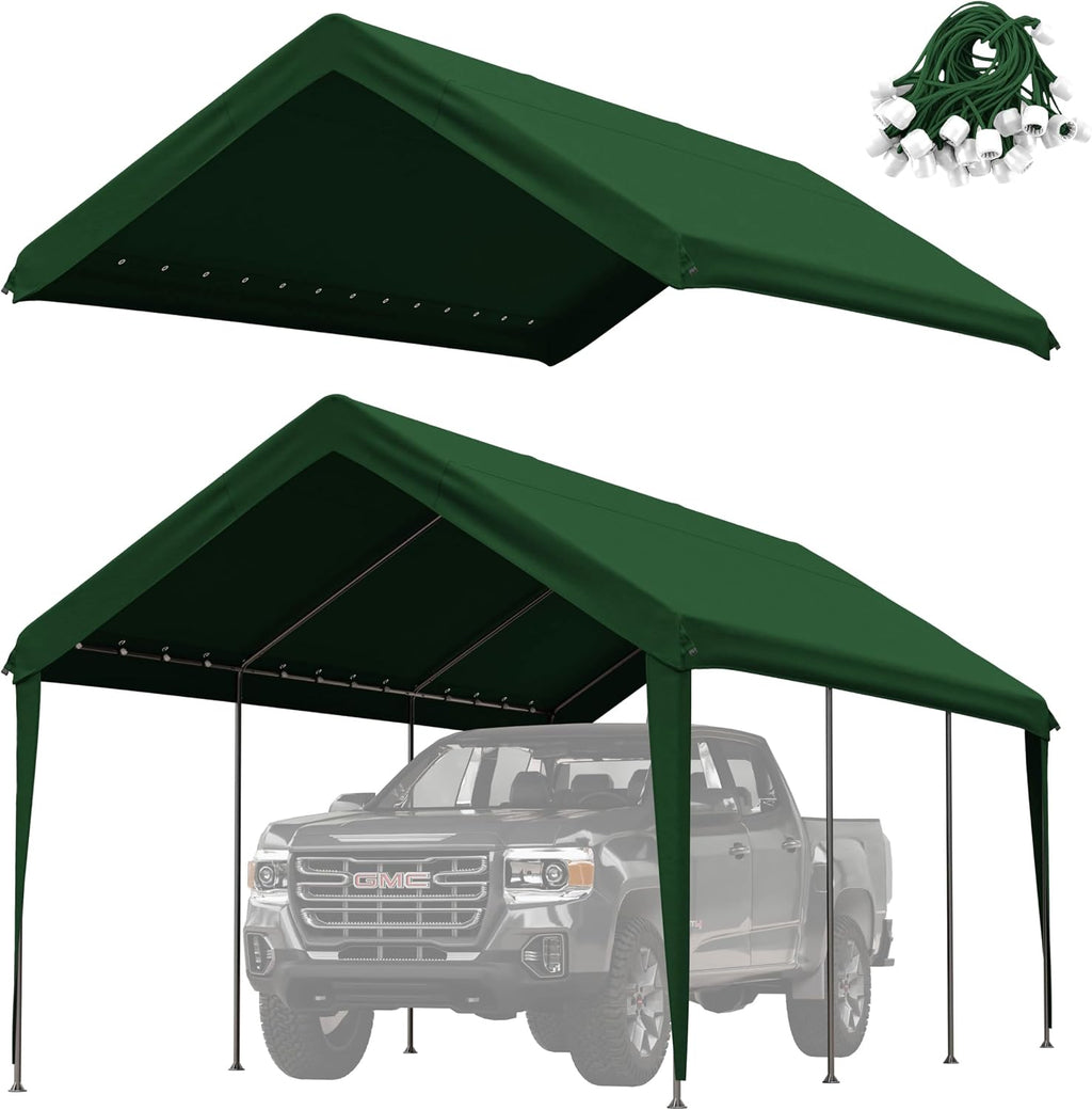 Carport Replacement Canopy Cover 10'x20' for Tent Top Garage Shelter Cover, 800D Heavy Duty Oxford Waterproof & UV