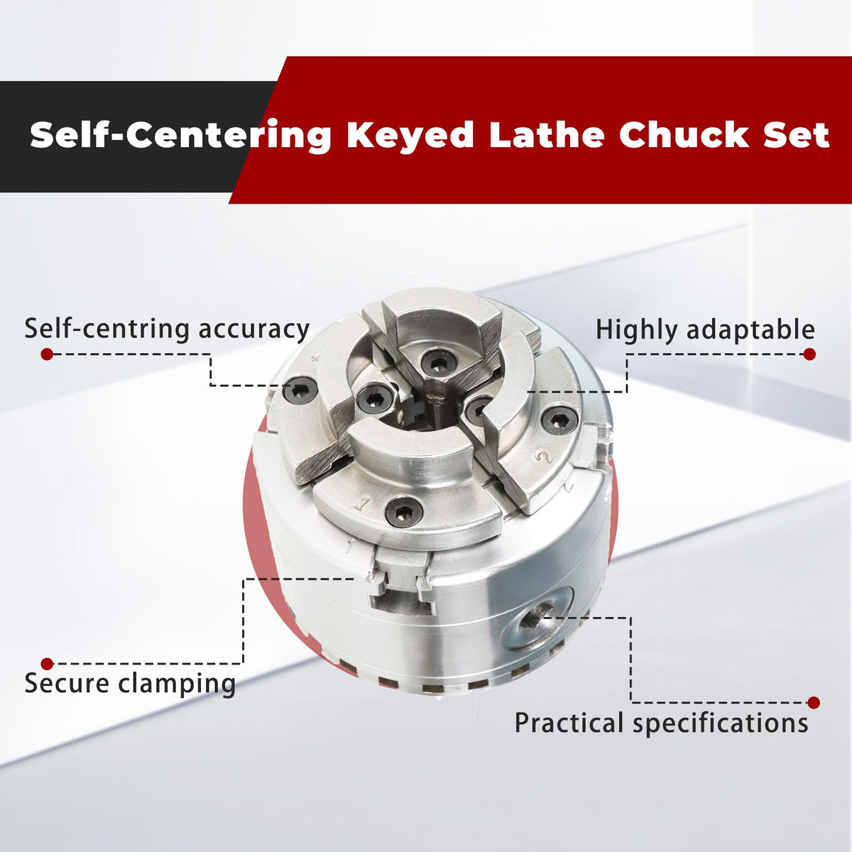 findmal 2-3/4 Inch 4 Jaw Self-Centering Keyed Lathe Chuck Set