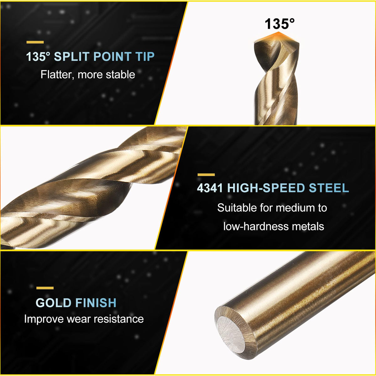 PATIKIL Micro #6 Drill Bit 4341 High-Speed Steel for Thin Metal 10 Pack