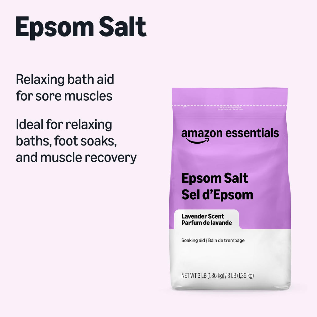 Epsom Salt Soaking Aid, Lavender Scented, 3 Pound, 6-Pack (Previously Amazon Basics)