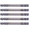 5Pcs 1/8" 4 Flute Solid Carbide Square End Mill, Double End, AlTiN Coated