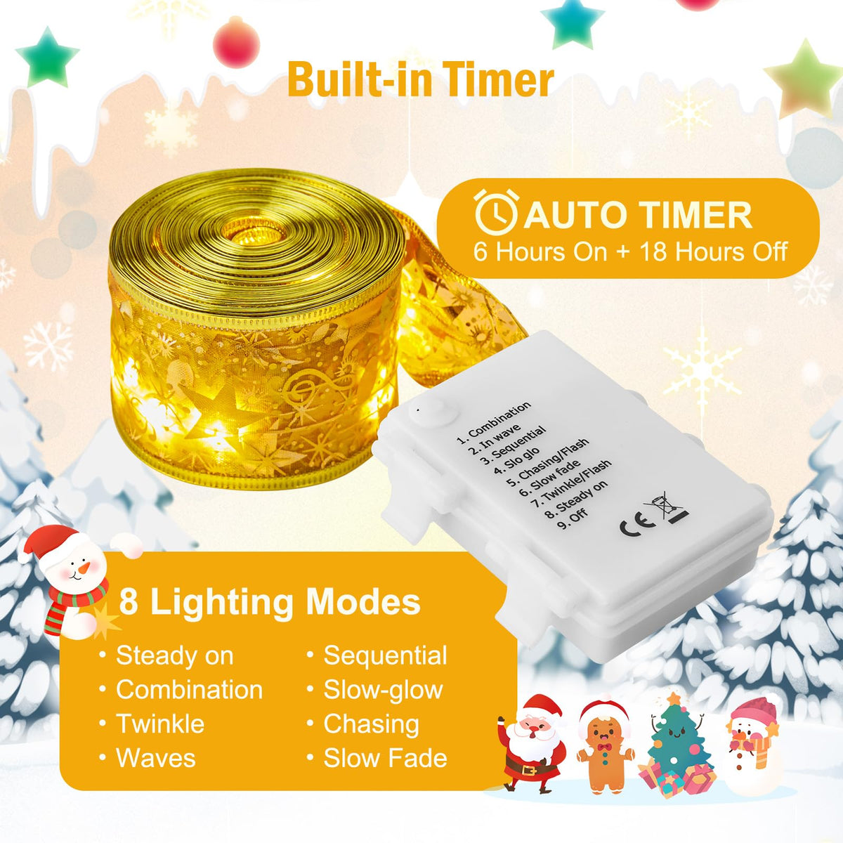 Christmas Tree Ribbon String Lights