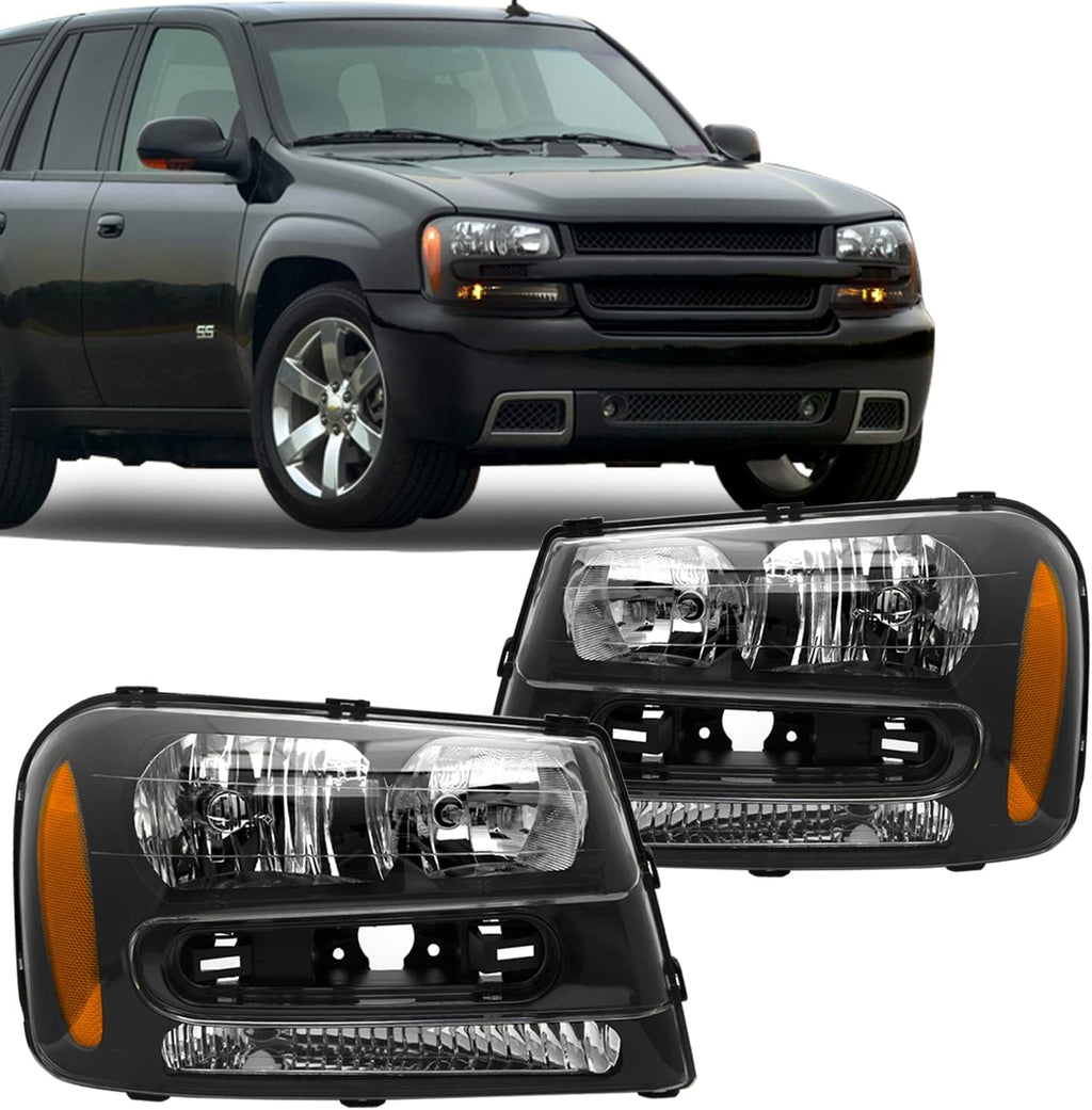 JSBOYAT Headlight Assembly Fit for 2002-2009 Chevy Trailblazer