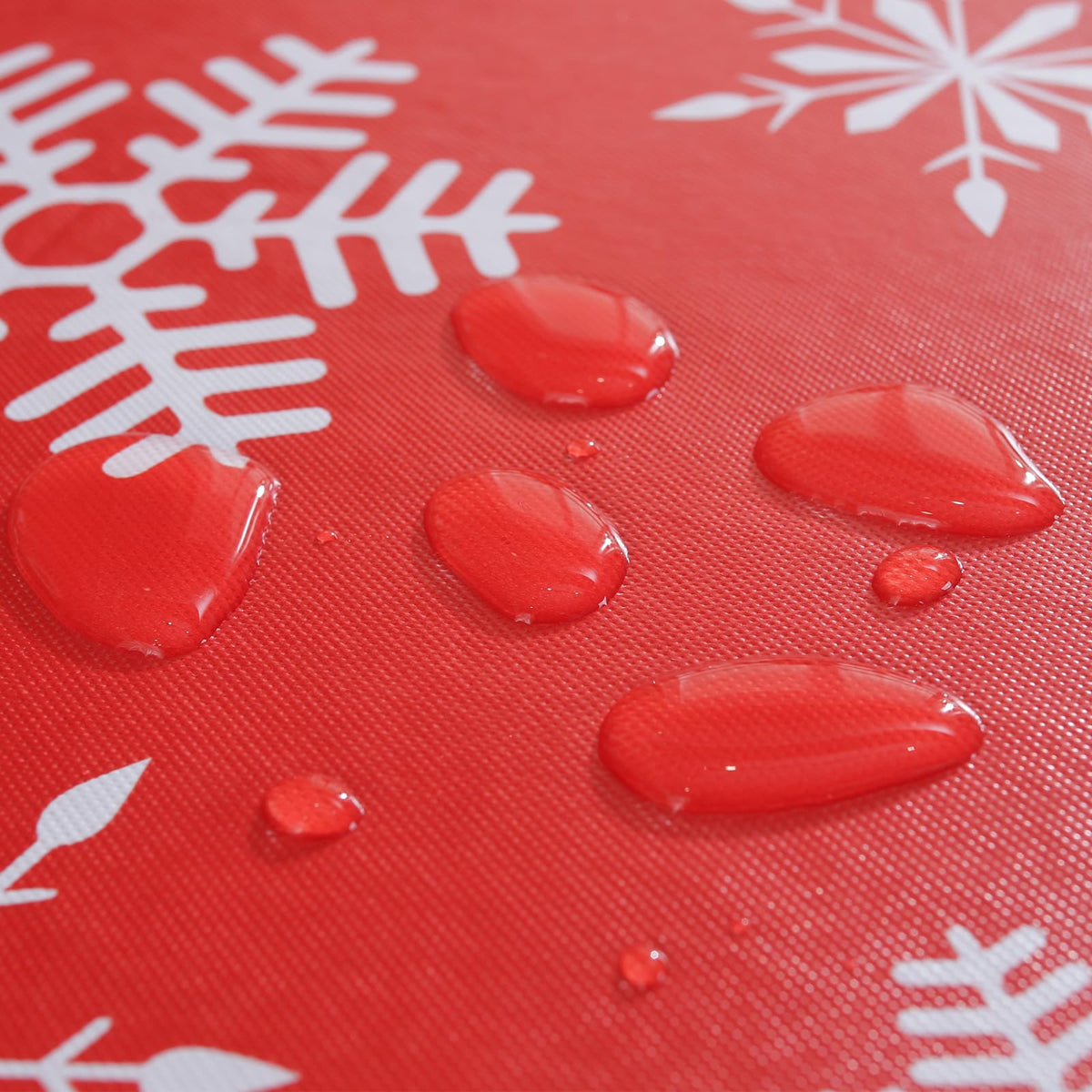 Christmas Red Table Cloth, Snowflake Print, Flannel Backed Vinyl Tablecloth for Rectangle Tables, Waterproof PVC
