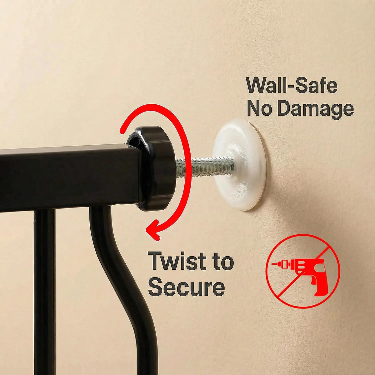 85.8-105" Extra-Wide Adjustable Hardware/Pressure-Mounted Pet & Child Safety Gate with Dual-Lock Walk-Through Swing Door for Stairs, Hallways & Wide Doorways