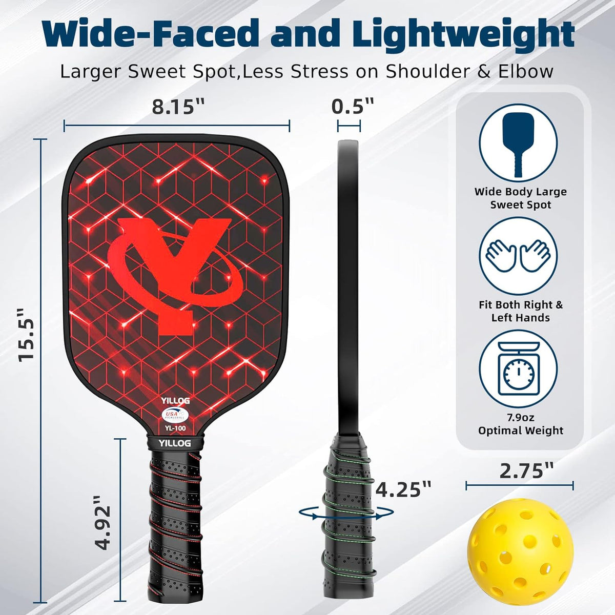 Pickleball Paddles Set of 4, USAPA Approved Fiberglass Rackets | 4 Pickleball Balls, 4 Cooling Towels, Pickleball